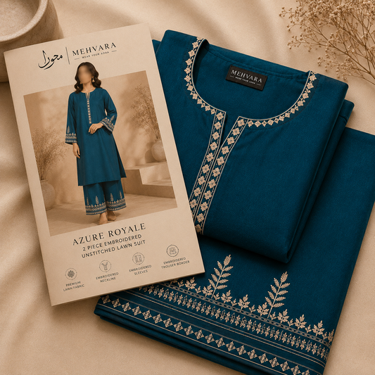 Azure Royale – 2 Piece Embroidered Unstitched Lawn Suit