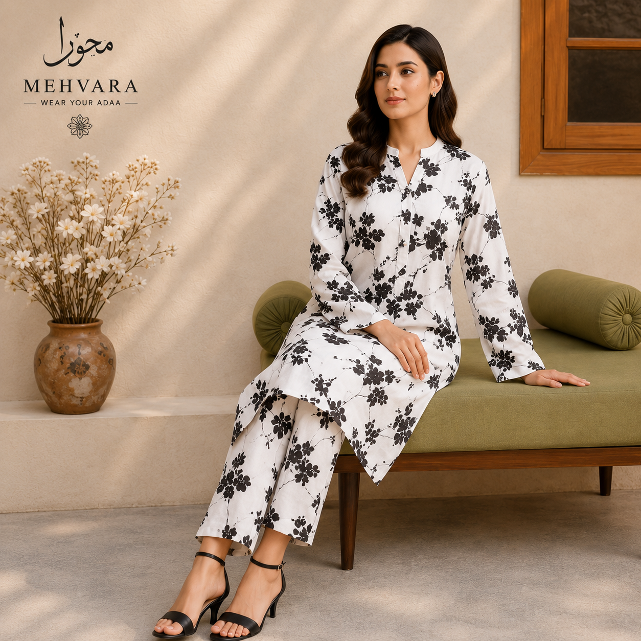 Ivory Noir – 2 Piece Printed Unstitched Cotton Suit