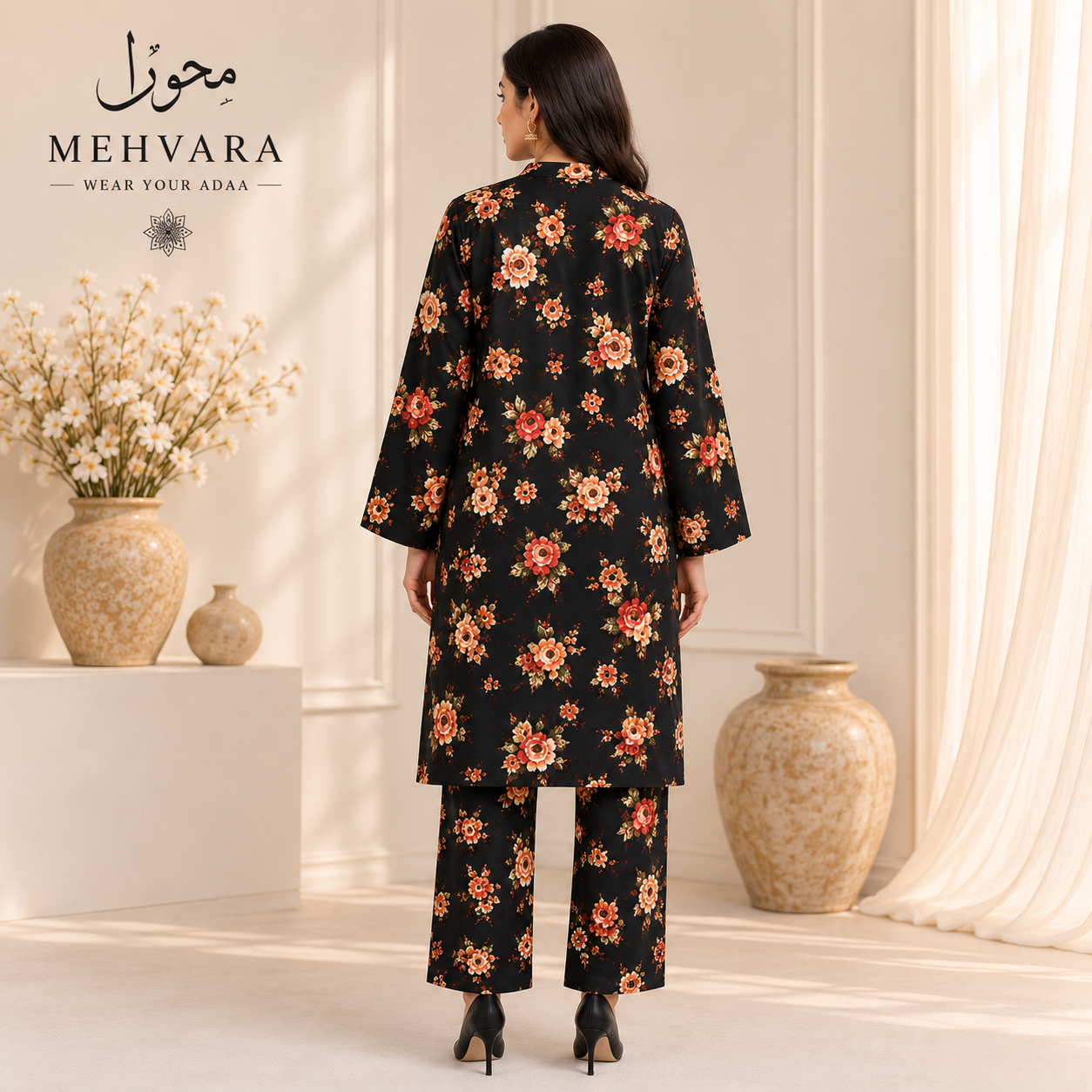 Midnight Blossom – 2 Piece Printed Unstitched Cotton Suit