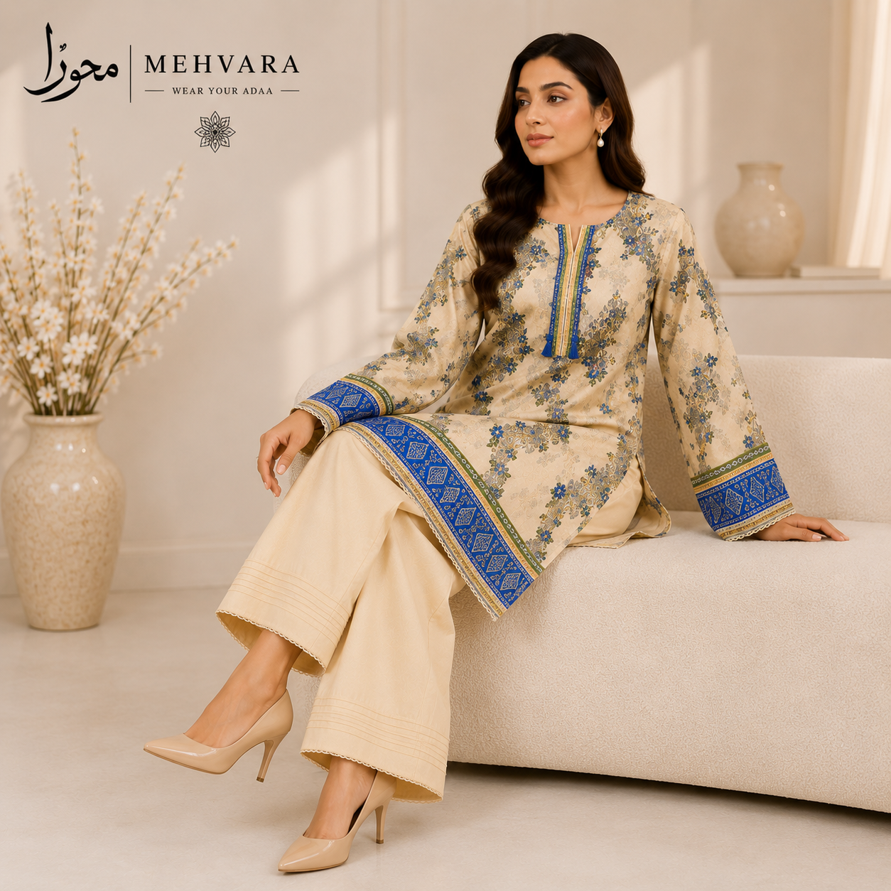 Ivory Royale – 2 Piece Digital Printed Cotton Suit