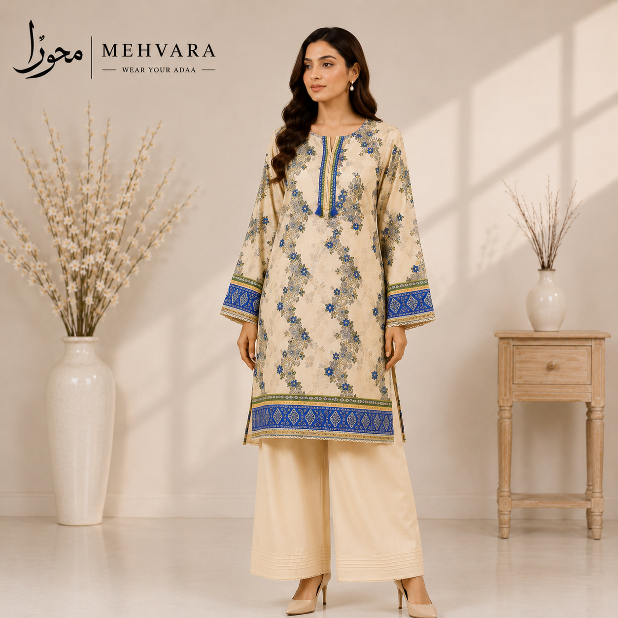 Ivory Royale – 2 Piece Digital Printed Cotton Suit