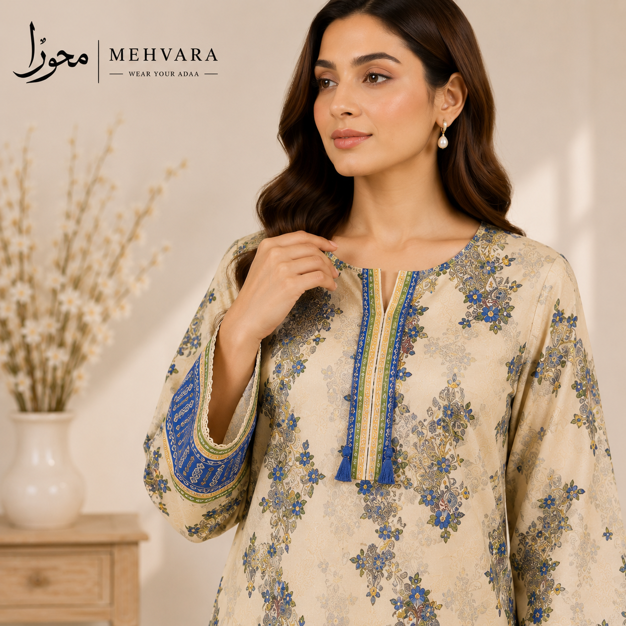 Ivory Royale – 2 Piece Digital Printed Cotton Suit