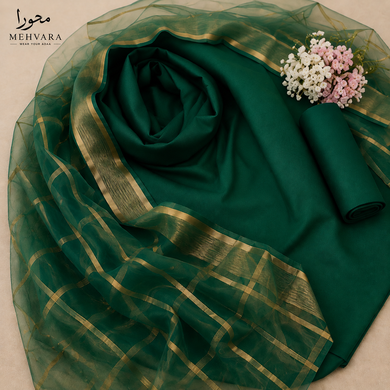 Emerald Grace – 3 Piece Premium Cotton Suit