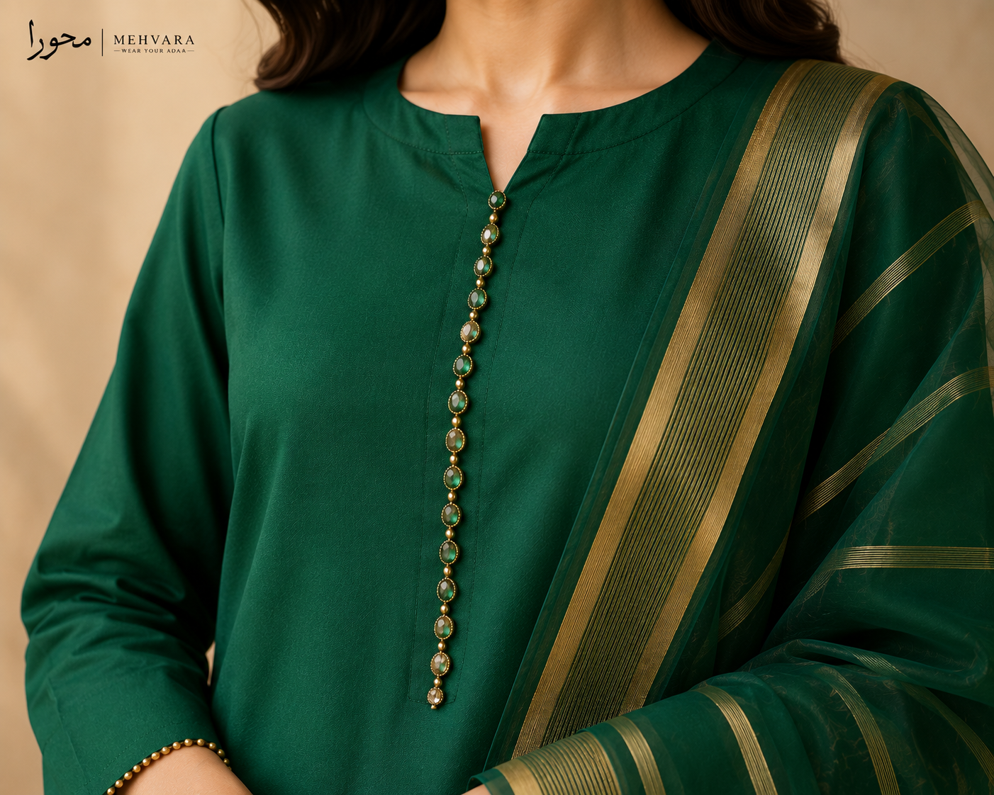 Emerald Grace – 3 Piece Premium Cotton Suit
