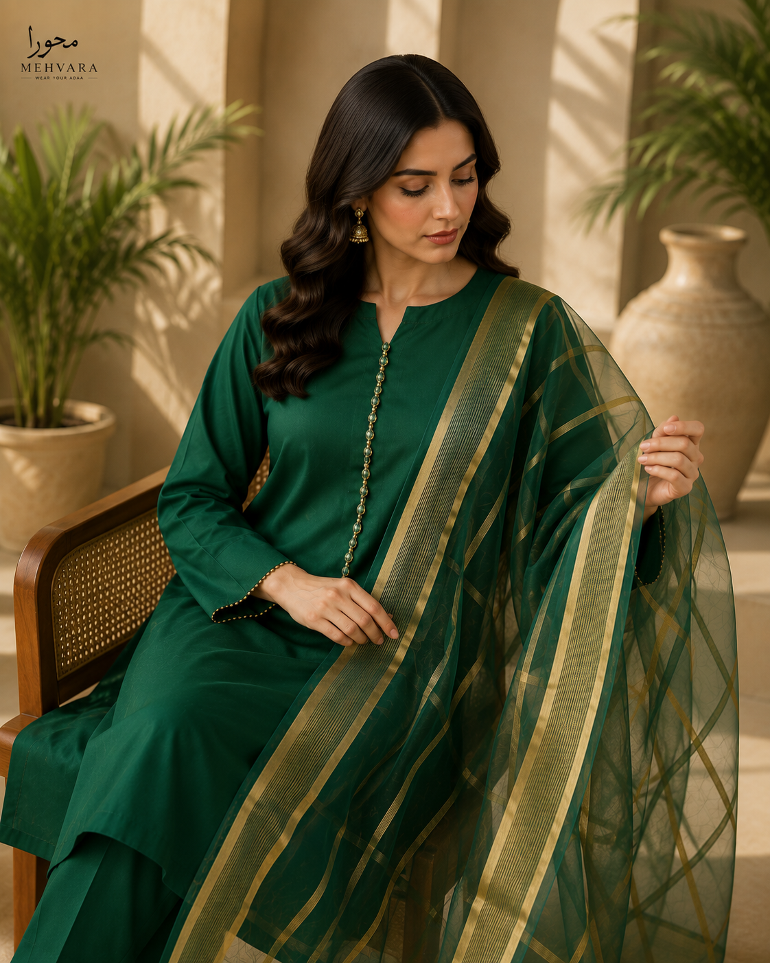 Emerald Grace – 3 Piece Premium Cotton Suit