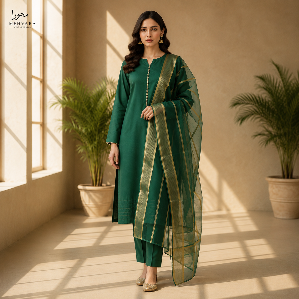 Emerald Grace – 3 Piece Premium Cotton Suit